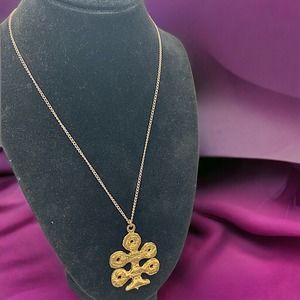 Modern Stylized Tree Gold-Tone Pendant 18 Inch Necklace!